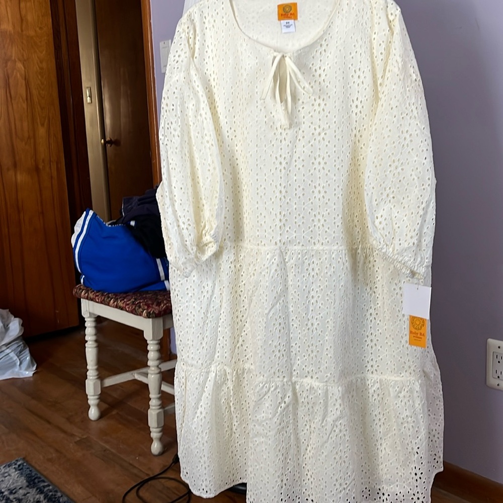 Ruby Rd. Vanilla cream eyelet dress.